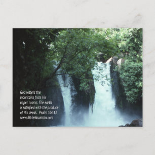 Wasserfall von Banias und Psalm 104:13 Postkarte