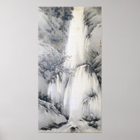 Wasserfall von Chikudo japanische Tintenzeichnung