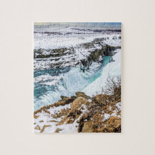 Wasserfall von Gulfoss Island im Winter Puzzle