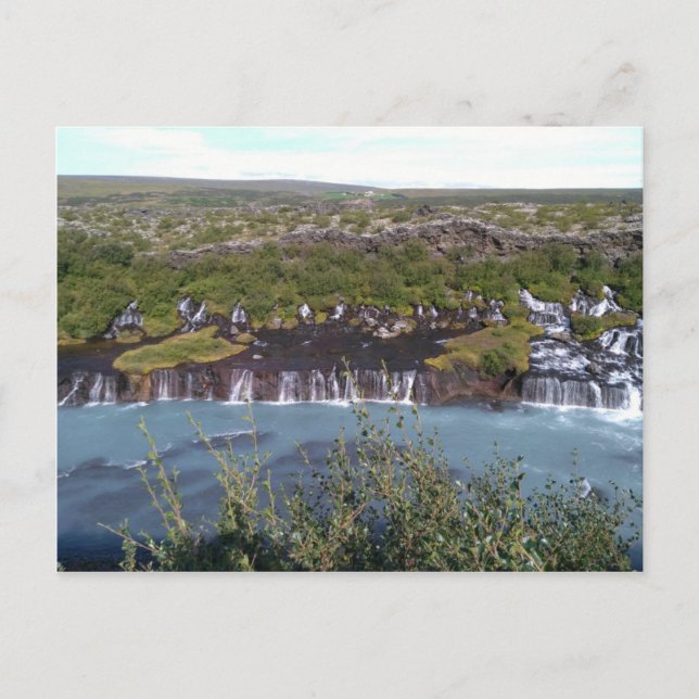 Wasserfall von Hraunfossar in Island Postkarte (Vorderseite)
