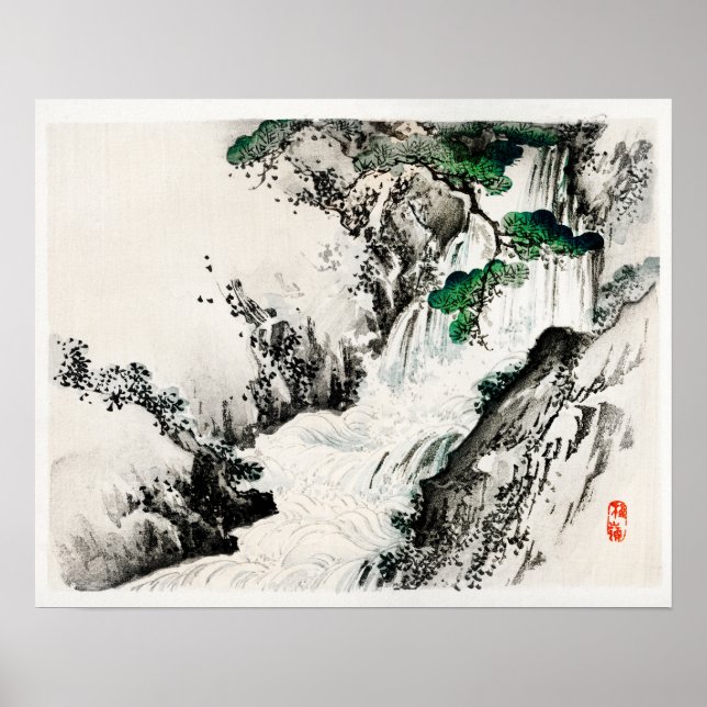Wasserfall von Kōno Bairei (1844-1895) Poster (Vorne)