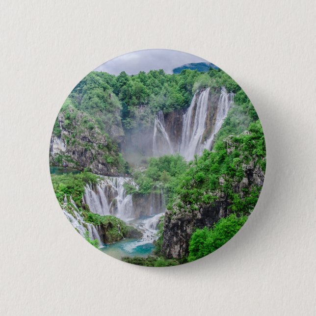 Wasserfall von Plitvicer Seen Button (Vorderseite)