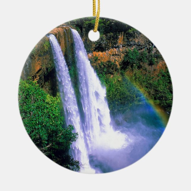 Wasserfall Wailua Kauai Hawaii Keramikornament (Vorne)