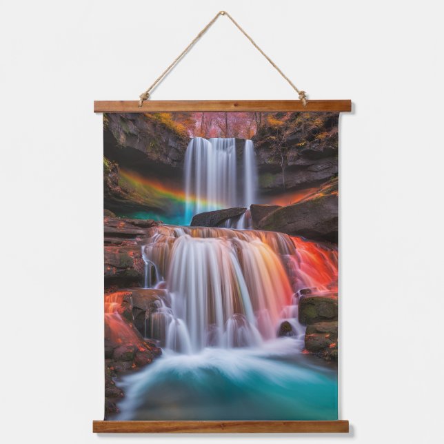 Wasserfall Wandteppich Mit Holzrahmen (Vorderseite)