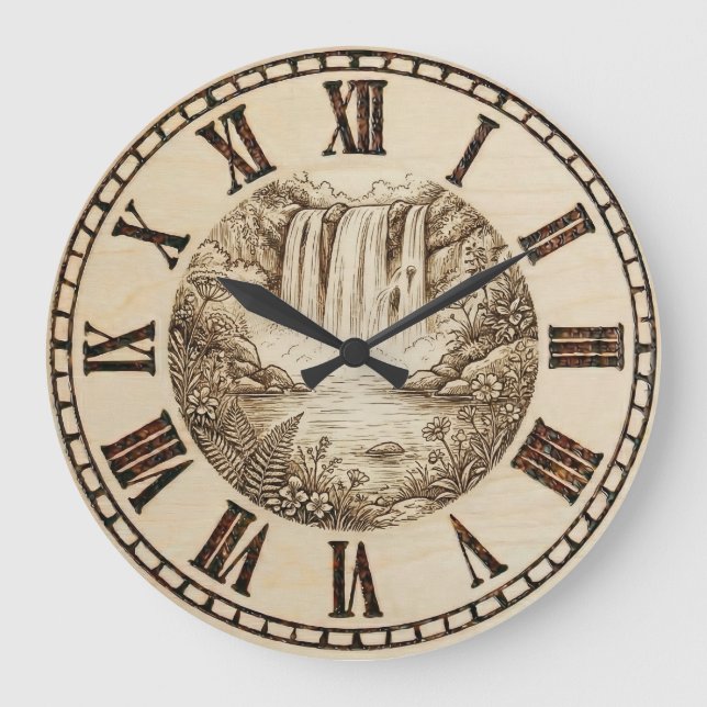 Wasserfall-Wanduhr Große Wanduhr (Vorderseite)