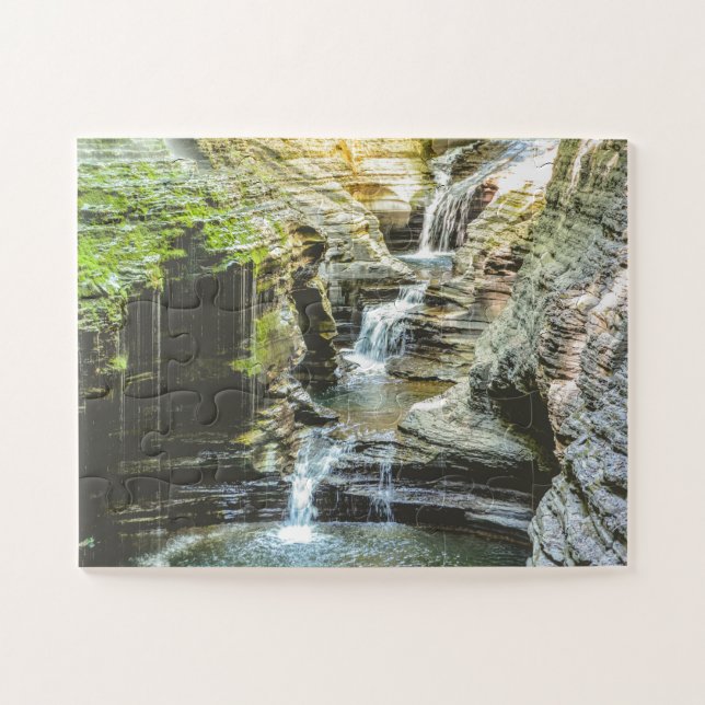 Wasserfall Watkins Glen Natur überdacht Puzzle (Horizontal)