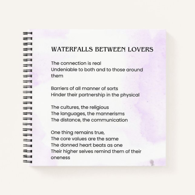 Wasserfall zwischen Liebenden Gedicht aufleben Notizbuch (Vorderseite)