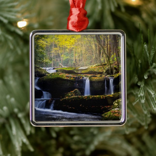 Wasserfälle | Great Smoky Mountain National Park Ornament Aus Metall (Baum)