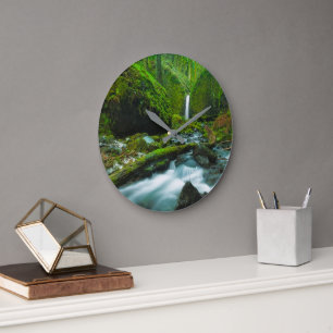 Wasserfälle   Grotto Falls, Oregon Große Wanduhr