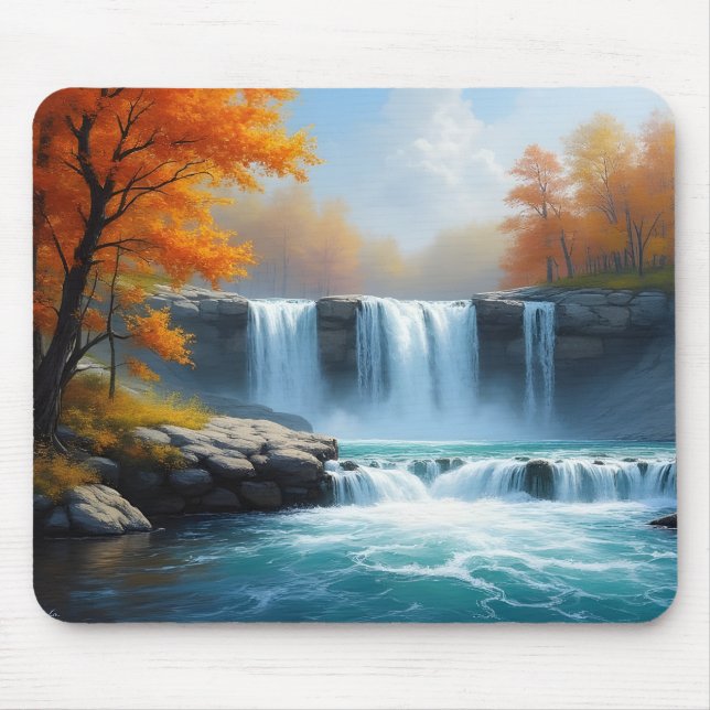 Wasserfälle im Herbst Mousepad (Vorne)
