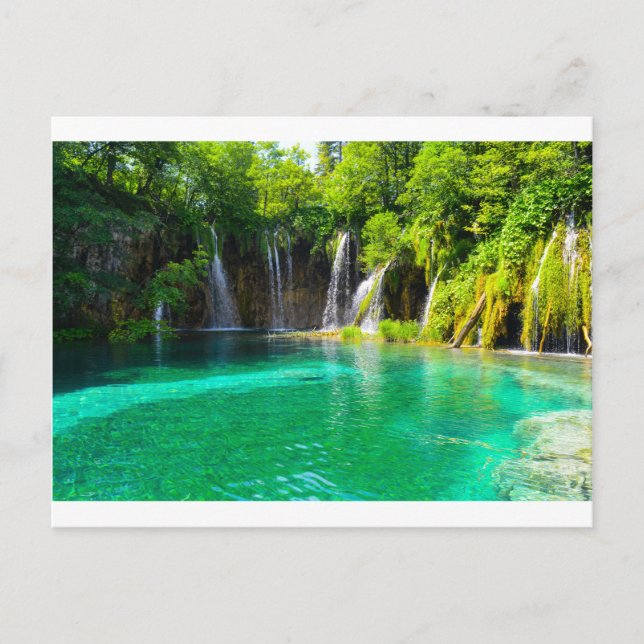 Wasserfälle im Nationalpark Plitvice in Kroatien Postkarte (Vorderseite)