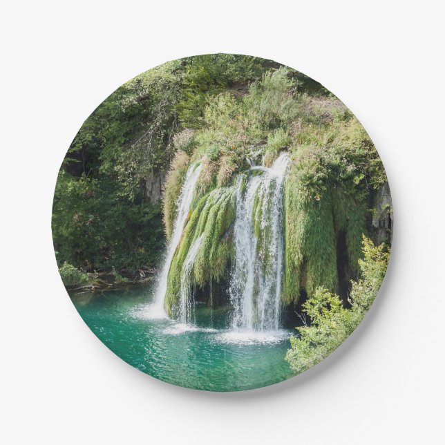 Wasserfälle im Nationalpark Plitvice - Kroatien Pappteller (Vorderseite)