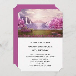 Wasserfälle & Kirschbaume rund um den Geburtstag Einladung