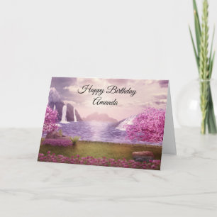 Wasserfälle & Kirschbaume rund um den Geburtstag Karte