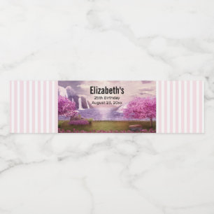 Wasserfälle & Kirschbaume rund um den Geburtstag Wasserflaschenetikett