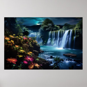 Wasserfälle Landschaft Stille Natur Poster