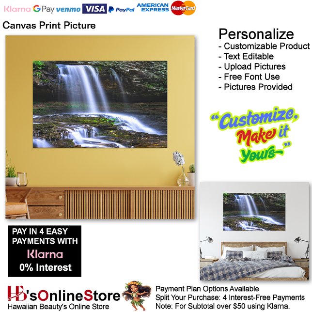 Wasserfälle Natur Entspannung Zuhause Office Bild  Leinwanddruck (Waterfalls Nature Relax Home Office Canvas Print Picture 9.)