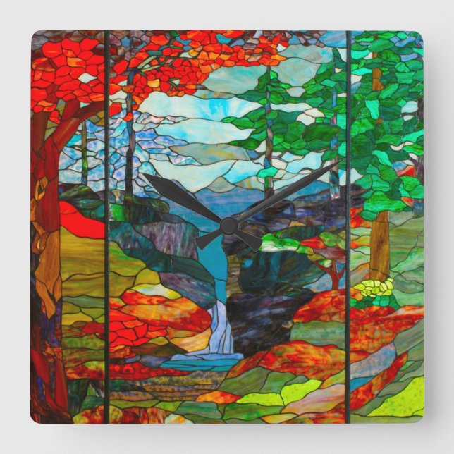 Wasserfälle Quadratische Wanduhr (Vorderseite)