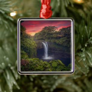Wasserfälle   Regenbogenfälle, Hilo, Hawaii Ornament Aus Metall
