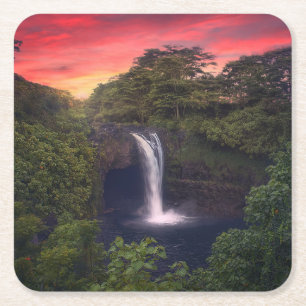 Wasserfälle Regenbogenfälle, Hilo, Hawaii Rechteckiger Pappuntersetzer