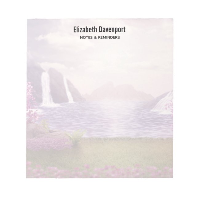 Wasserfälle und Kirchen Bäume um den See Notizblock (Vorderseite)