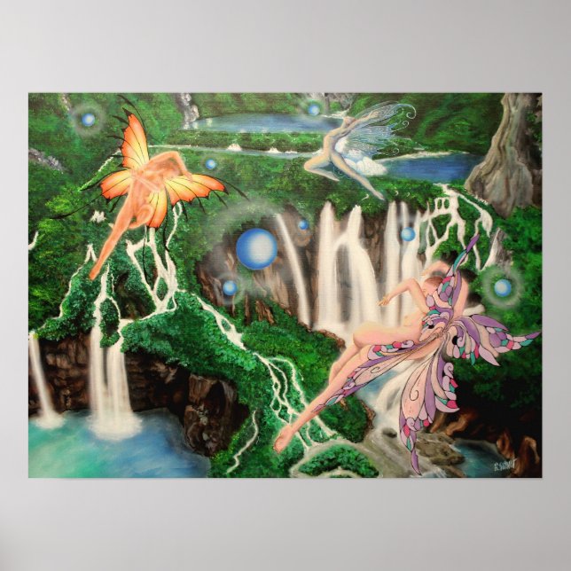 Wasserfälle und Tanzlichter Poster (Vorne)