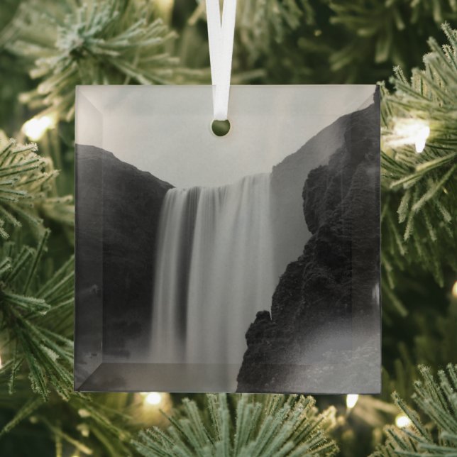 Wasserfälle | Wasserfall Skogafoss, Island Ornament Aus Glas (Insitu)
