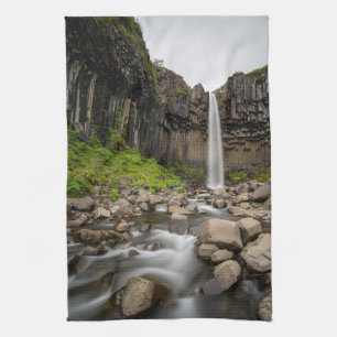 Wasserfälle   Wasserfall Svartifoss, Südisland Geschirrtuch