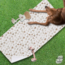 Wasserfarb-Herzmuster Weiches Beige Haustierhandtu Badehandtuch