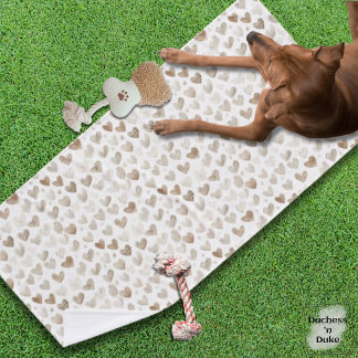 Wasserfarb-Herzmuster Weiches Beige Haustierhandtu Badehandtuch