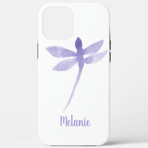 Wasserfarb-Libellen lila monogrammierter Name iPhone 12 Pro Max Hülle