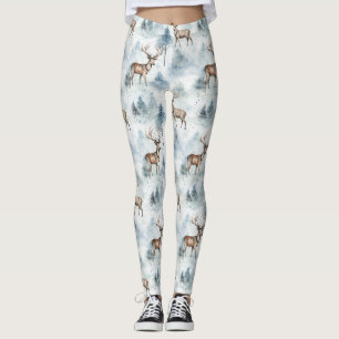 Wasserfarb-Winterwaldhirsche (5) Leggings
