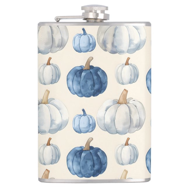 WASSERFARBBLAU UND WEISSE FALLPUMPKINE FLACHMANN (Vorderseite)