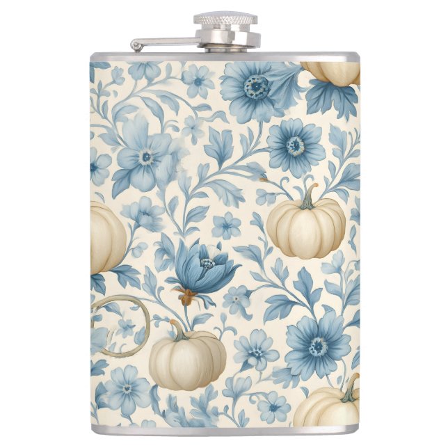 WASSERFARBBLAU UND WEISSE FALLPUMPKINE FLACHMANN (Vorderseite)