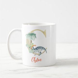Wasserfarbbuchstabe C mit Dinosaurier Kaffeetasse