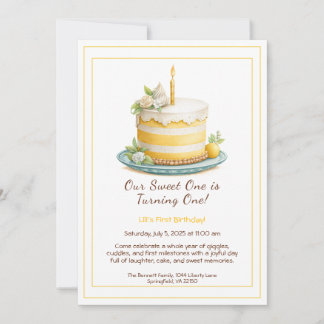 Wasserfarbe 1. Geburtstag Einladung - gelb backen