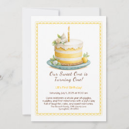 Wasserfarbe 1. Geburtstag Einladung - gelb backen
