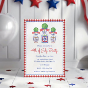 Wasserfarbe 4. Juli American Flag Topiary Party Einladung