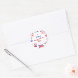 Wasserfarbe 4. Juli Party zum Unabhängigkeitstag Runder Aufkleber