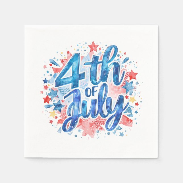 Wasserfarbe 4. Juli Patriotisch Serviette (Vorderseite)