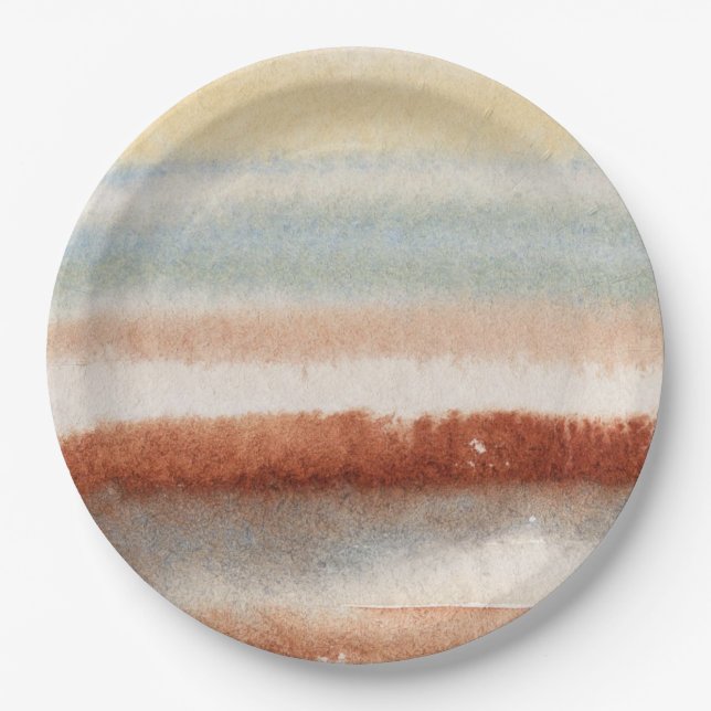 Wasserfarbe Abstrakt Boho Pappteller (Vorderseite)