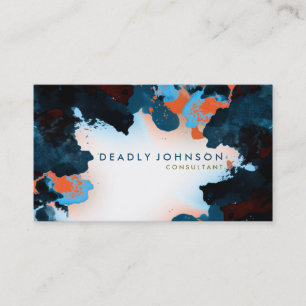 Wasserfarbe Abstrakt Elegante Coole Blaue See Natu Visitenkarte