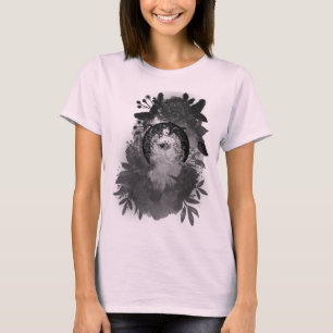 Wasserfarbe Abstrakt Jugendstil Schwarz und Weiß T-Shirt