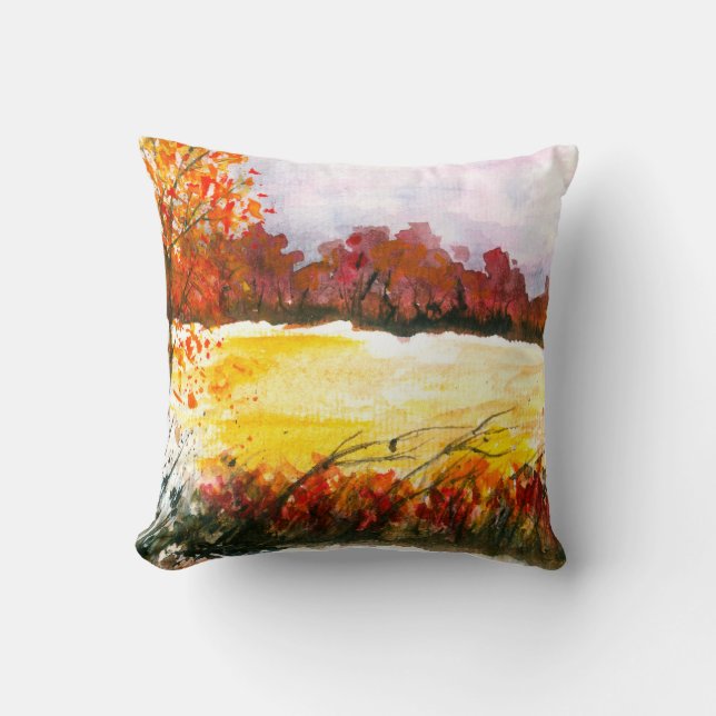 Wasserfarbe Abstrakt Landschaft Kunst, Dichtung un Kissen (Vorderseite)