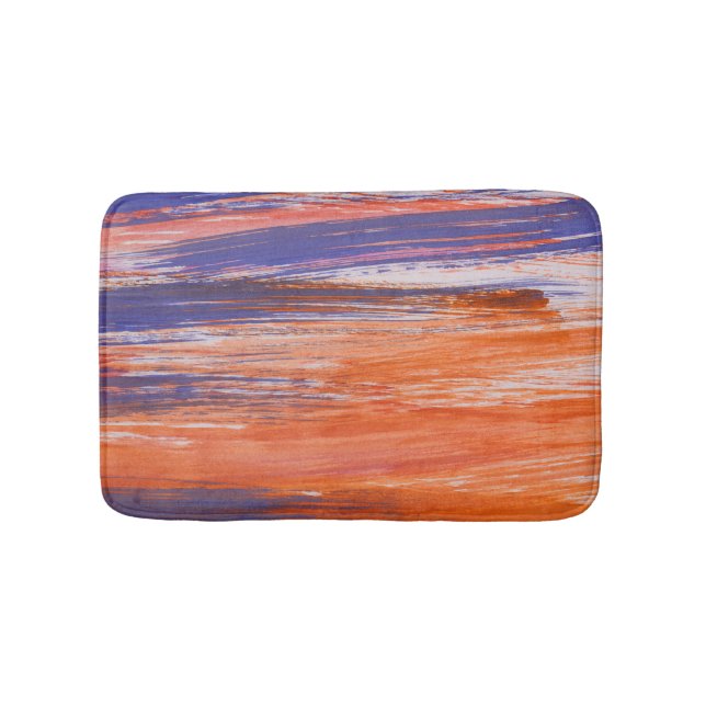 Wasserfarbe Abstrakt: Orangefarbene Blende Badematte (Vorderseite)