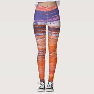 Wasserfarbe Abstrakt: Orangefarbene Blende Leggings
