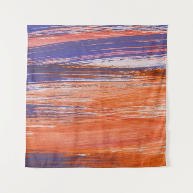 Wasserfarbe Abstrakt: Orangefarbene Blende Wandteppich (Vorderseite)