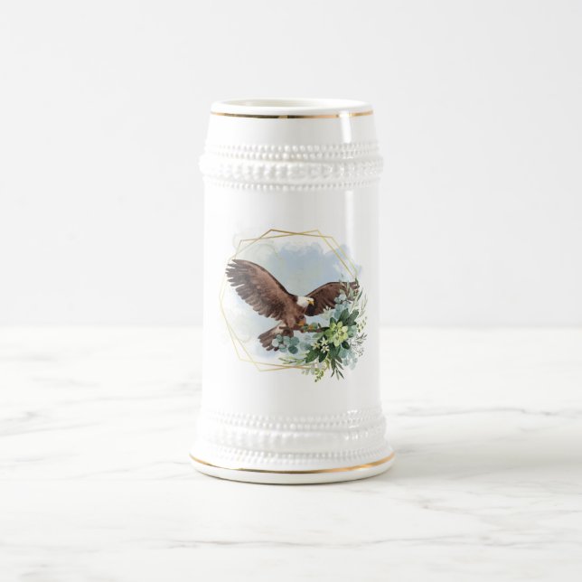 Wasserfarbe Adler Gerahmt Bouquet Bierglas (Mittel)