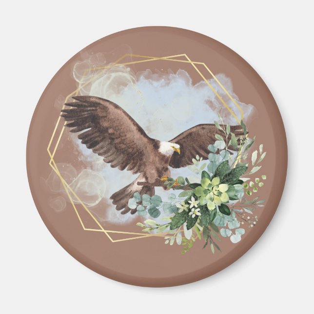 Wasserfarbe Adler Gerahmt Bouquet Magnet (Vorne)