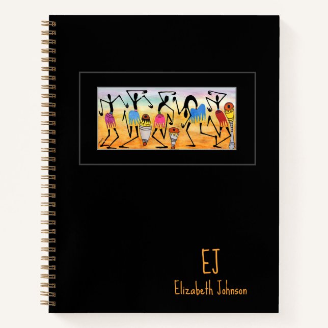 Wasserfarbe, afrikanische Art Herz Erwärmung Tanz Notizbuch (Vorderseite)